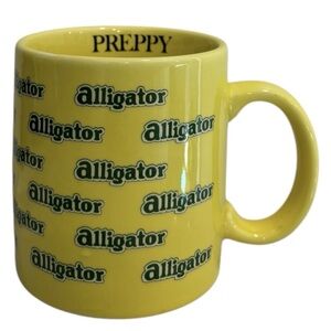 Vtg Rare GHC 80’s Preppy Alligator Yellow Ceramic Coffee Mug Lacoste Izod Green